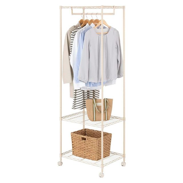 ハンガーラック 幅60cm 3段 ワードローブ スチールラック スリム 幅