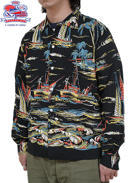 DUKE KAHANAMOKU（デュークカハナモク） 】 長袖アロハシャツ