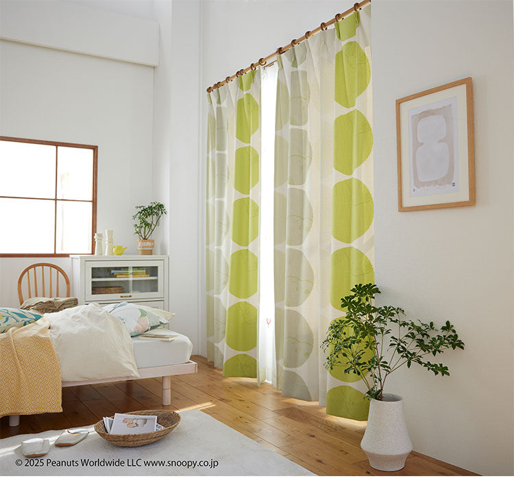 PEANUTS】スヌーピー カーテン ハーフトーンドット 幅100 ドレープ