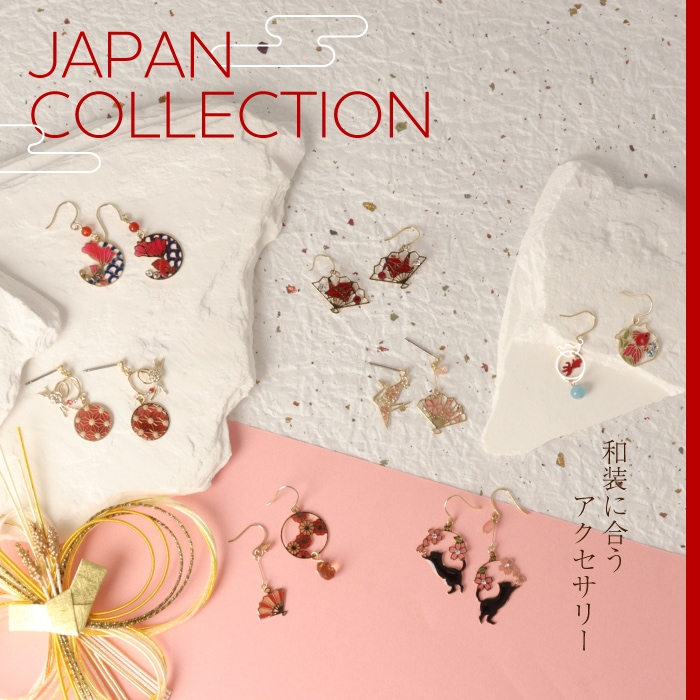 ピアス フック 和風 猫 桜 | ピアス,ピアス,和風 | Mignon de Bijoux