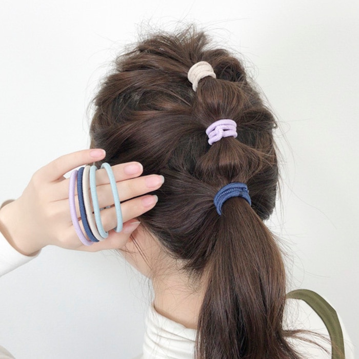 残りわずか】ヘアゴム 8本セット 無地 太ゴム ニュアンスカラー | ヘア