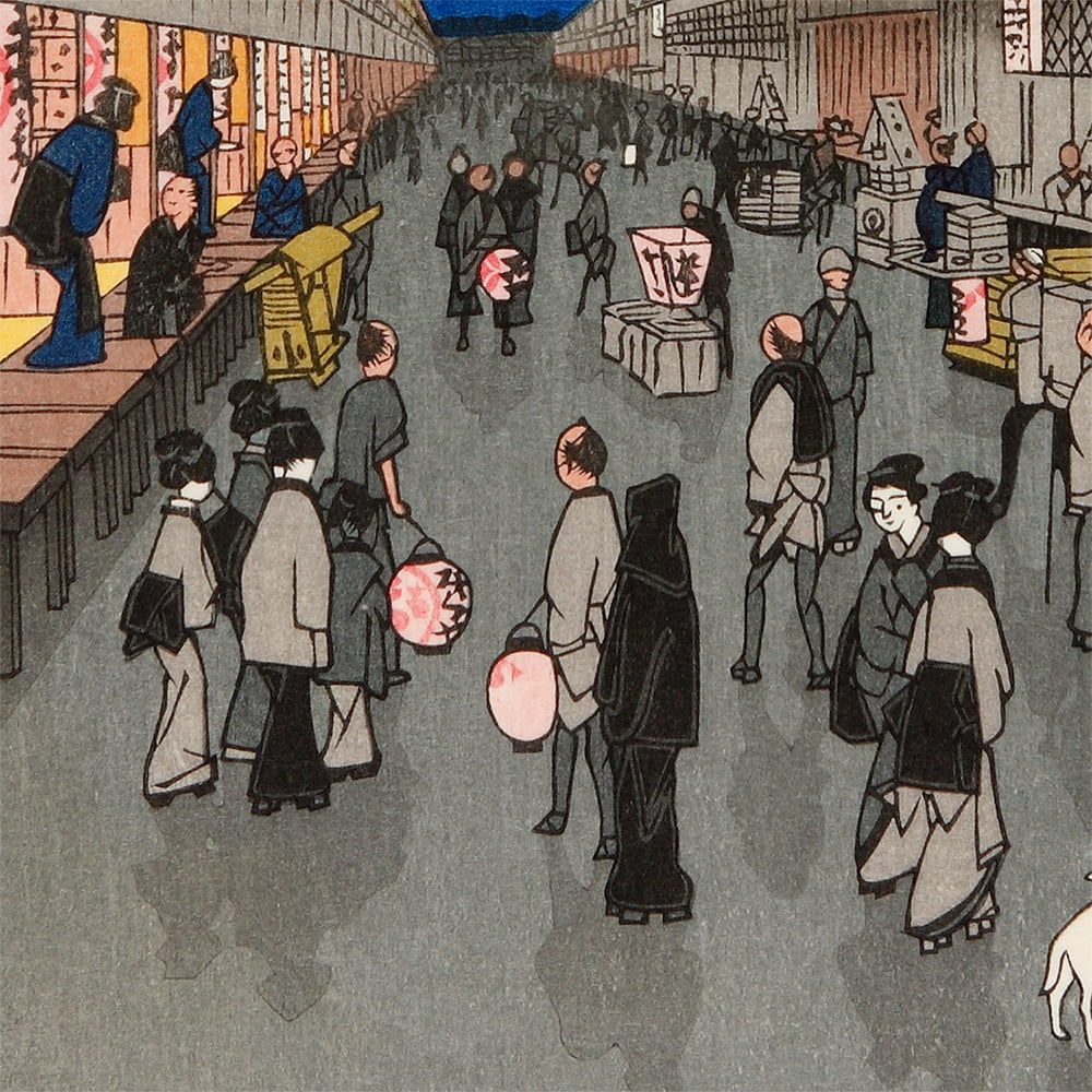 歌川広重「名所江戸百景 猿わか町よるの景」浮世絵木版画｜浮世絵工房