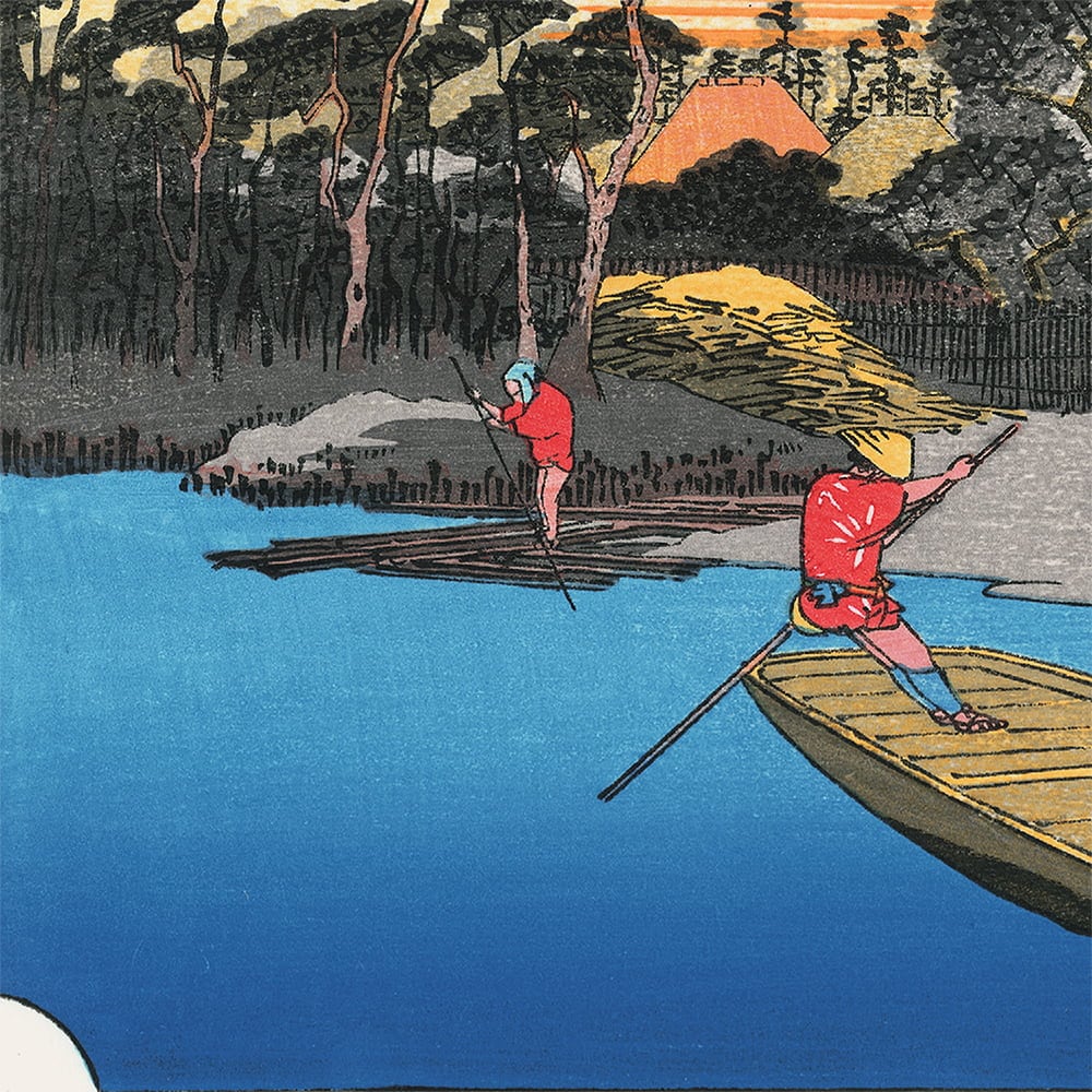 歌川広重「東海道五十三次 川崎 六郷渡舟」浮世絵木版画｜浮世絵工房