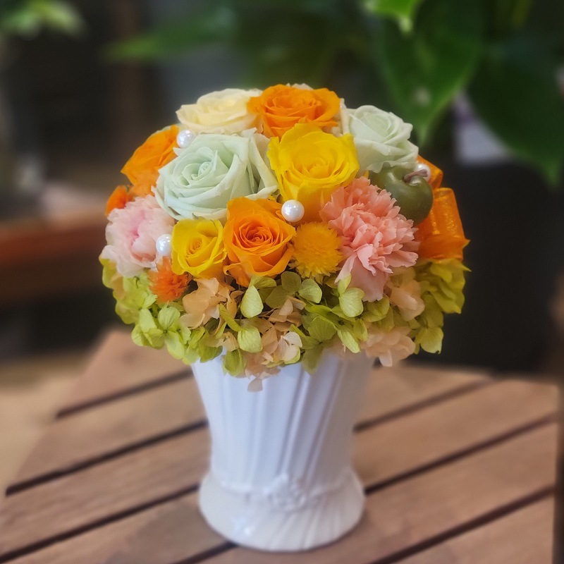 プリザーブドアレンジ】オレンジ＆イエロー | ❰ GIFT ❱,プリザード