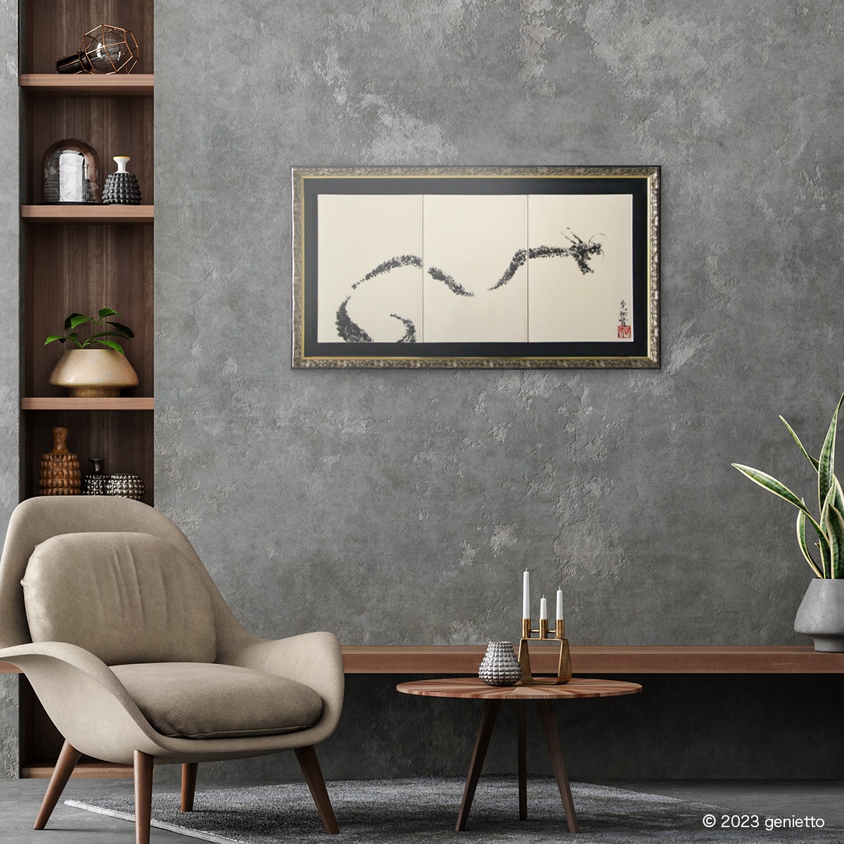 直筆陶墨画「中庸汪々」 | 墨絵・陶墨画アーティスト 西元祐貴 Yu-ki