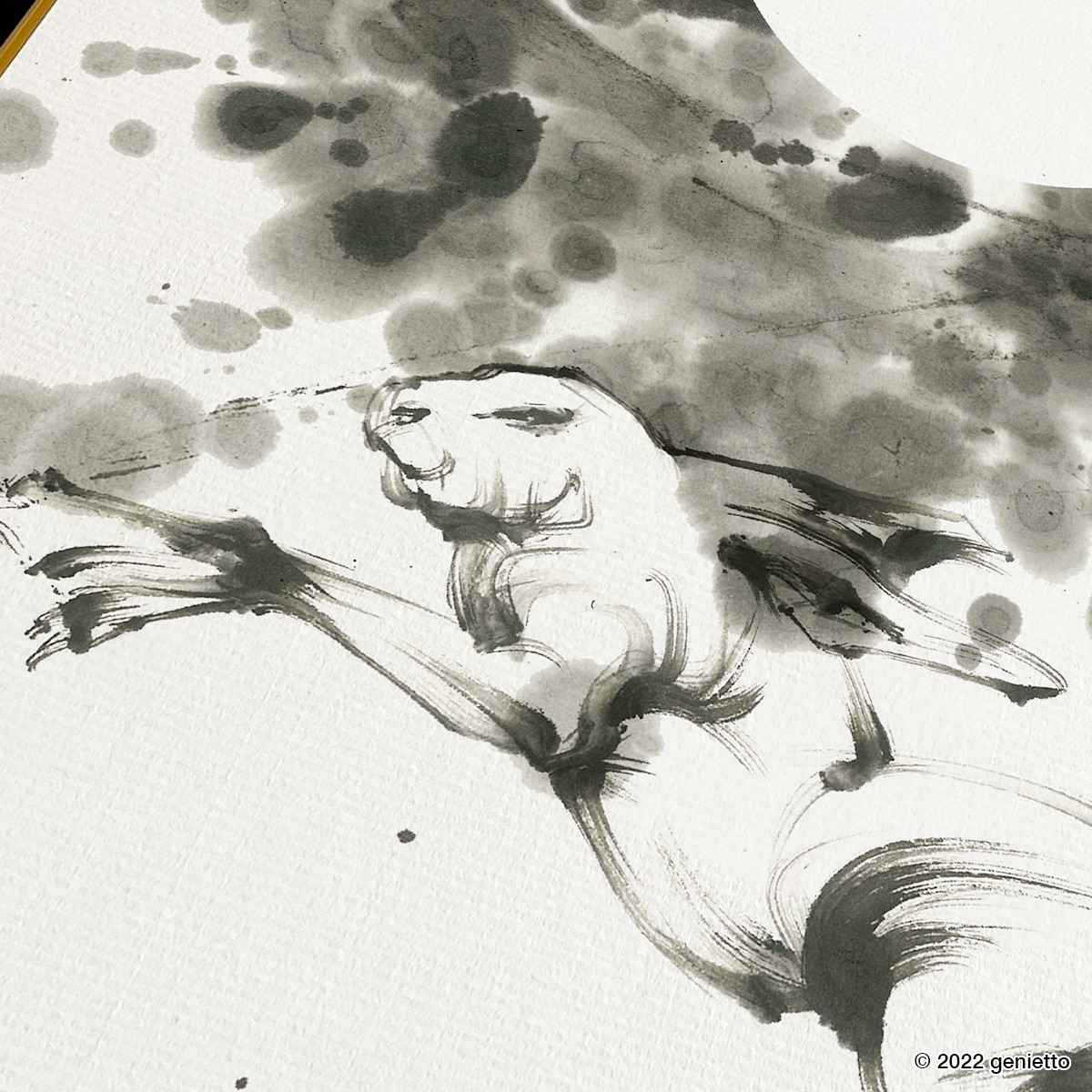 色紙絵「卯(う)」 | 墨絵・陶墨画アーティスト 西元祐貴 Yu-ki Nishimoto