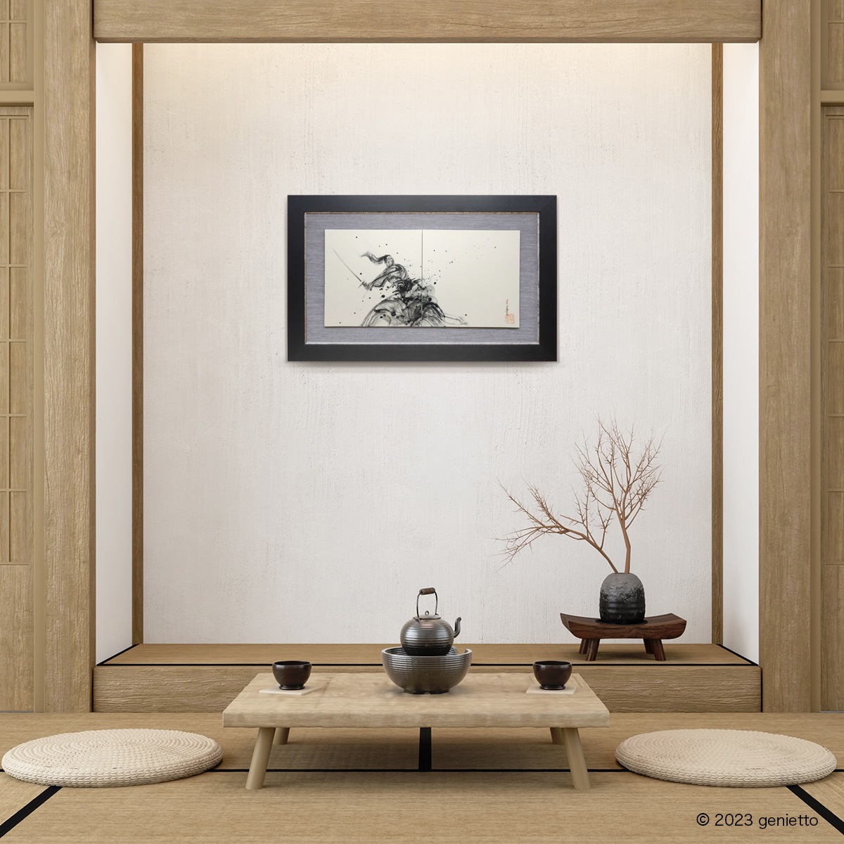 直筆陶墨画「神剣覚醒」 | 墨絵・陶墨画アーティスト 西元祐貴 Yu-ki