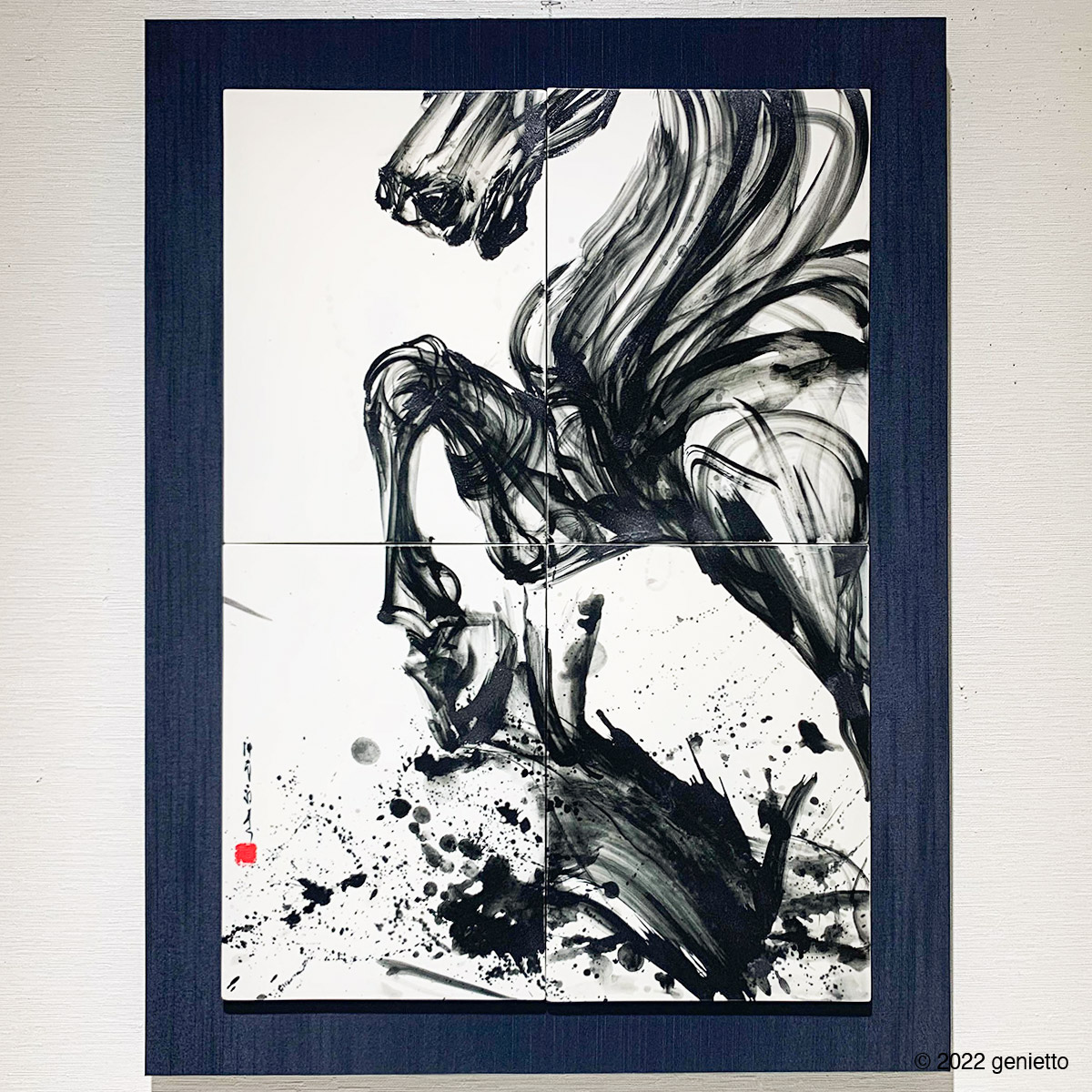 直筆陶墨画「蹄舞心耕」 | 墨絵・陶墨画アーティスト 西元祐貴 Yu-ki