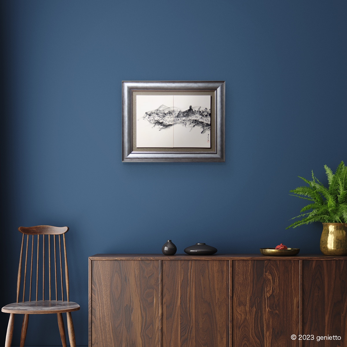 直筆陶墨画「白峰種蒔」 | 墨絵・陶墨画アーティスト 西元祐貴 Yu-ki