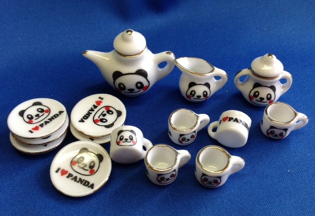 世界のミニチュアコレクション 1/6スケール陶器製パンダティーセット