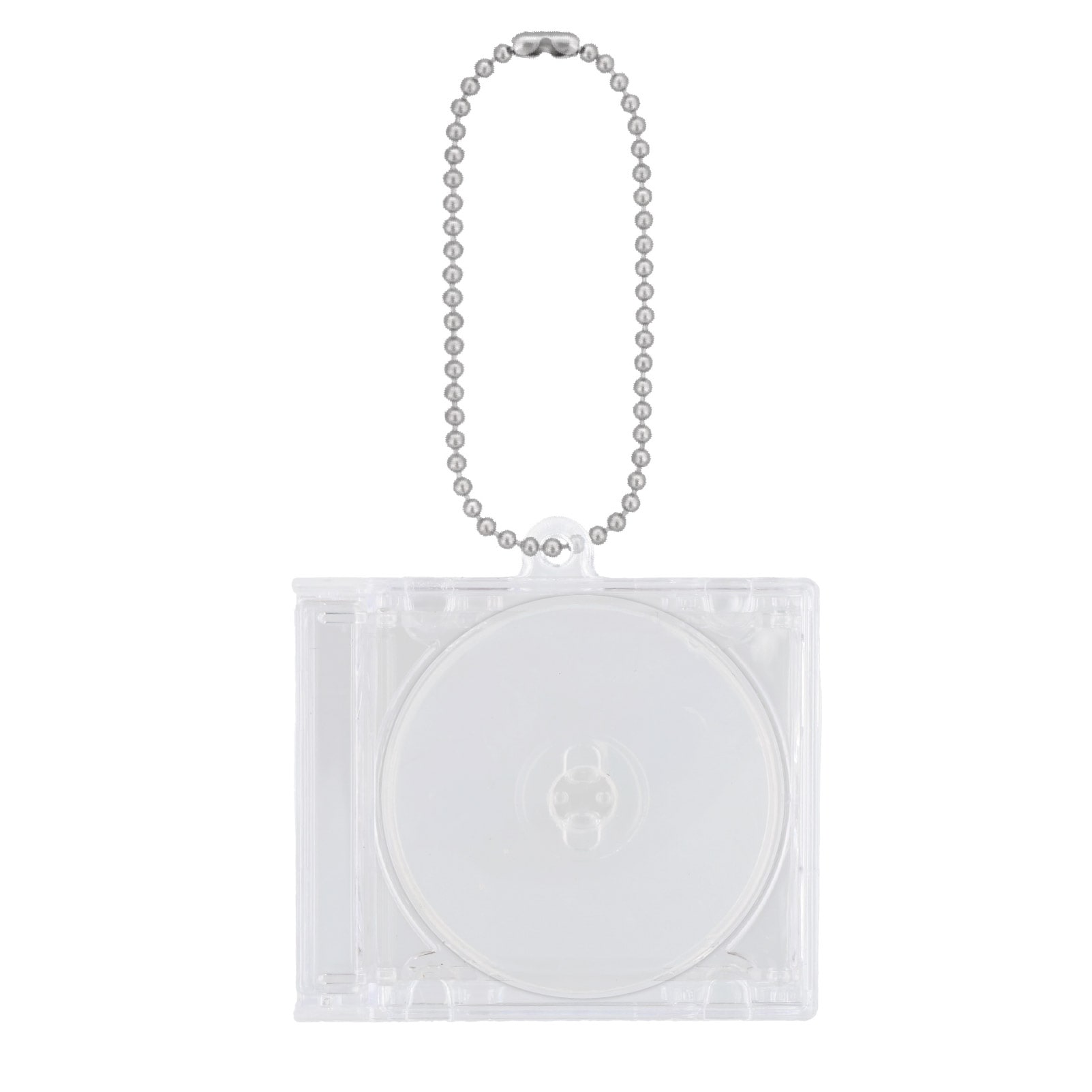 ミニCDケースキーホルダー ボールチェーン付き クリア 無地｜パーツ
