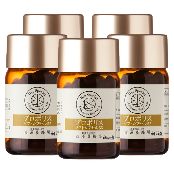 プロポリスソフトカプセル55（90粒）5本まとめ買いセット｜蜂兵衛館
