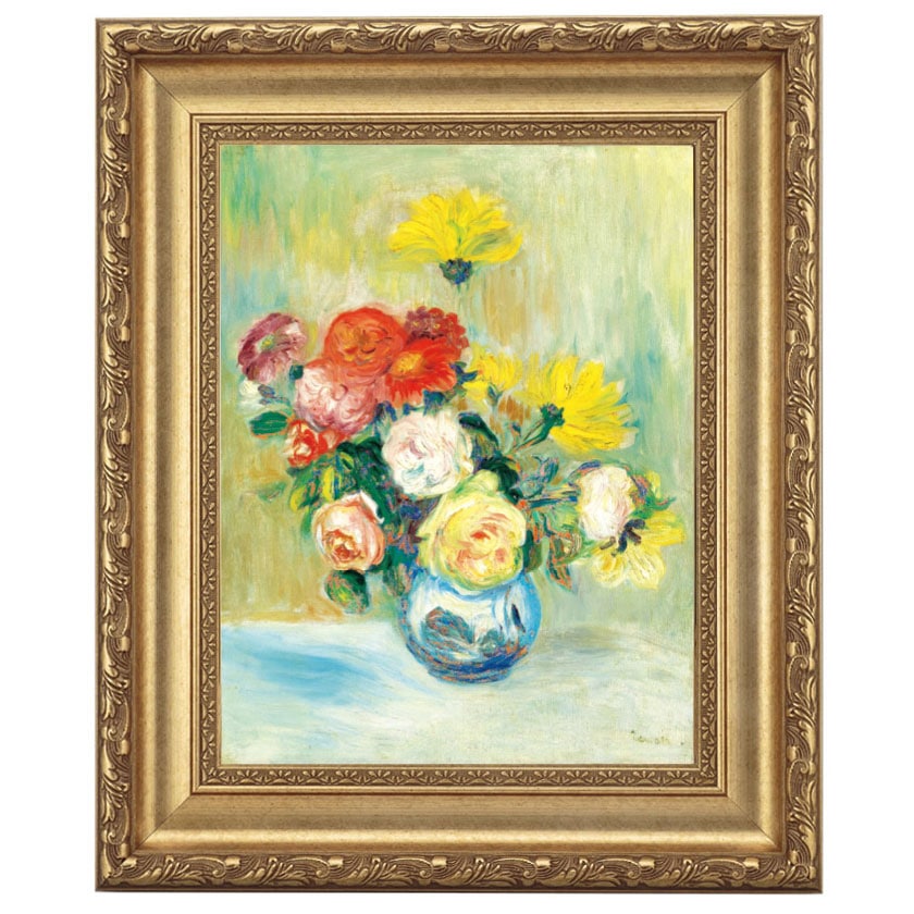 ルノワール 「花瓶のバラとダリア」 4号 立体複製名画 【5％ポイント