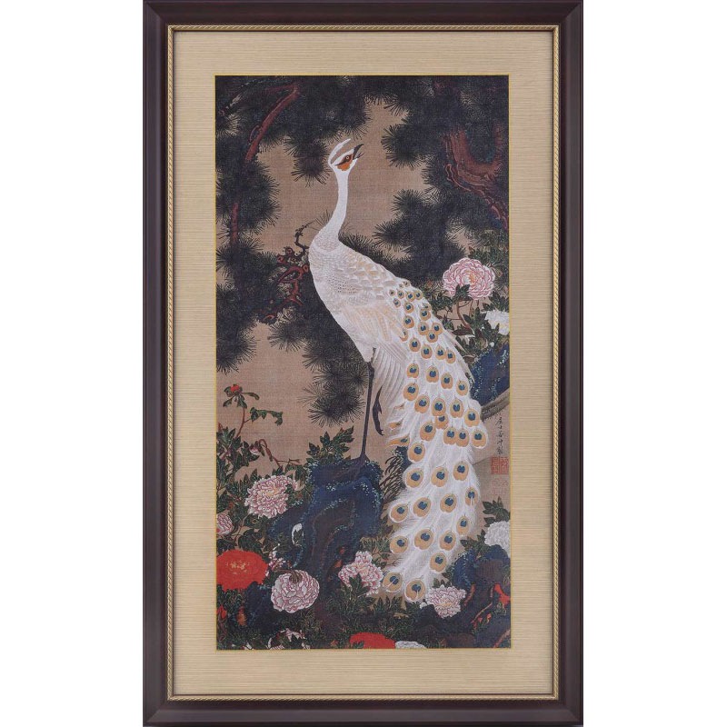 老松孔雀図 （伊藤若冲『動植綵絵』複製額装・掛軸コレクション