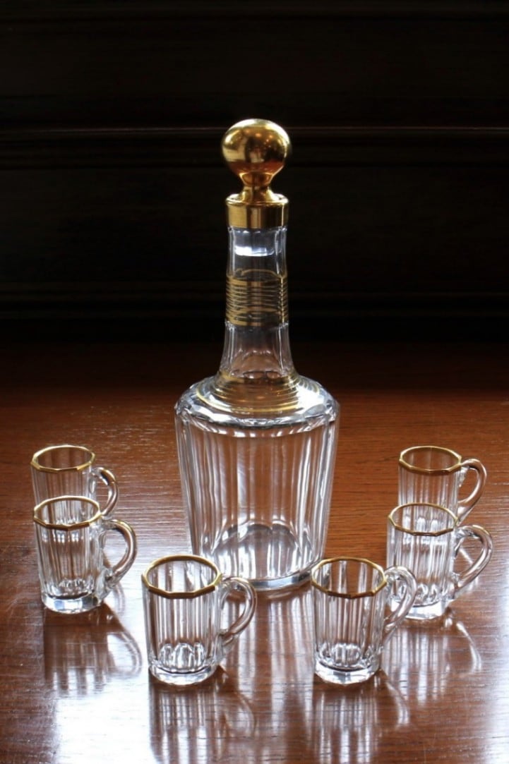 バカラ CANNELURE キャナルア 金彩デキャンタ ＆ リキュールグラス