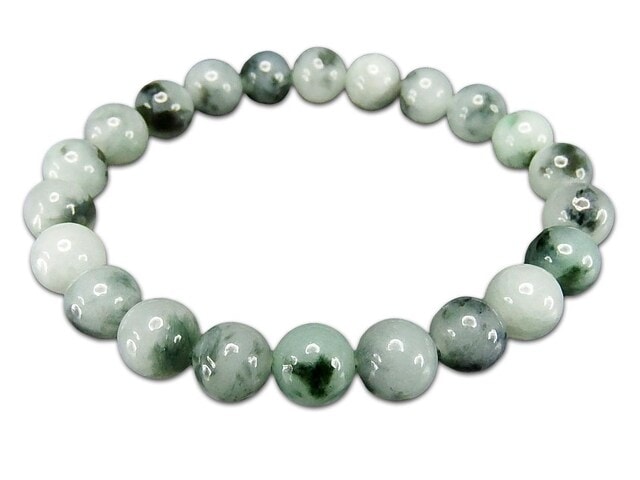 激レア柄入りひすい本翡翠約8mm天然石ジェダイト数珠ブレスレット | 石