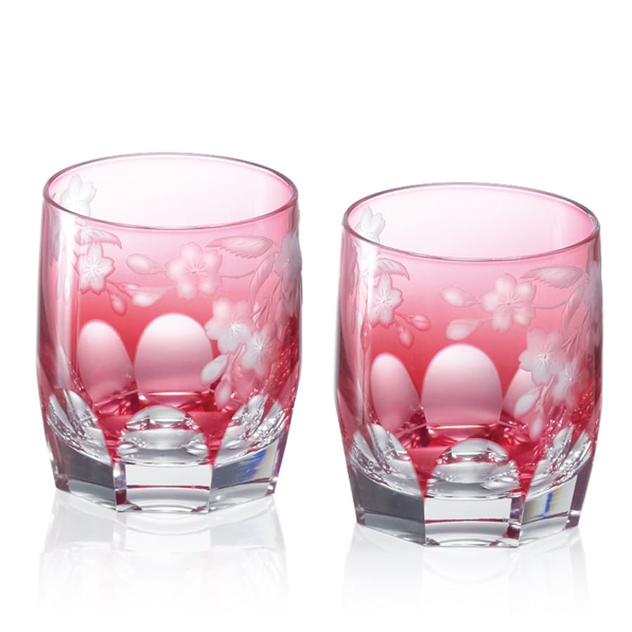 江戸切子 ペアロックグラス＜桜＞ KAGAMI | ロックグラス | 伝統工芸品