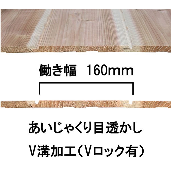 杉 羽目板 外壁 壁板 天井板 4m あいじゃくり 目透しV溝加工(Vロック