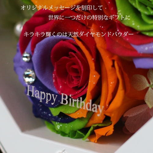 レインボーローズ プリザーブドフラワー 8角BOX | プリザーブド