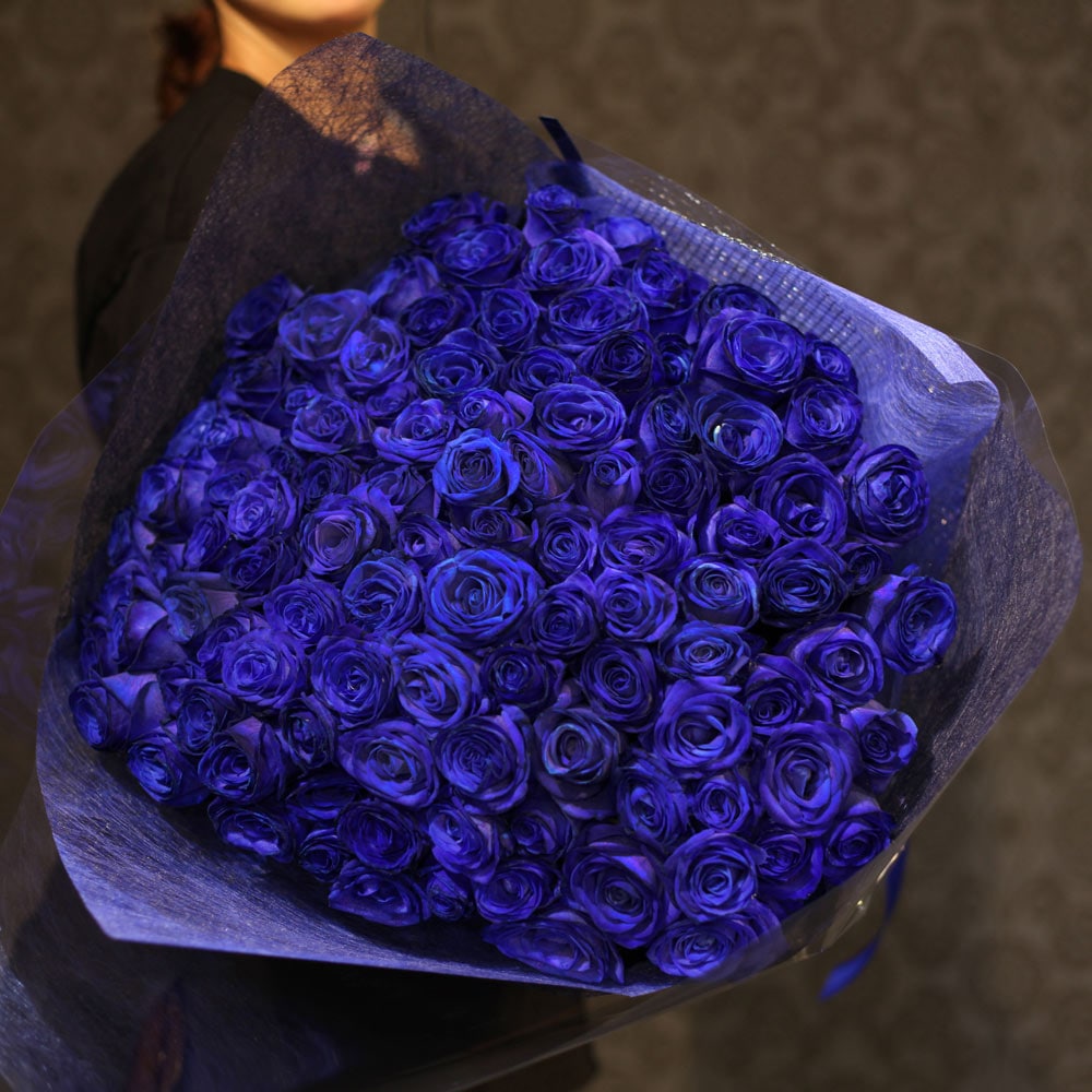 青いバラ 100本の花束 | 色から探す,青,青いバラ,生花,花束 | ROSESHOP