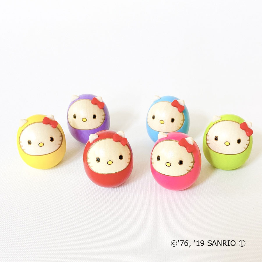 ハロ－キティ だるま こけし 【 ピンク・黄色・むらさき 】 キティ