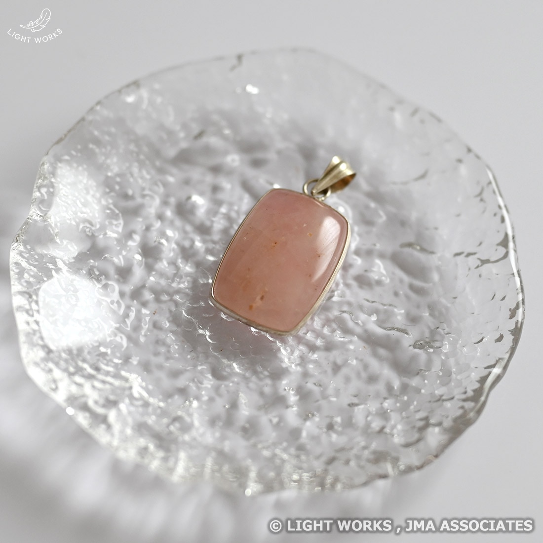ペンダントトップ（ローズクォーツ・四角）｜ライトワークス