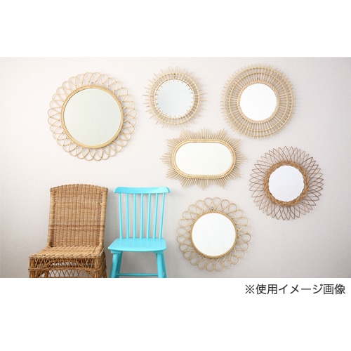 ミラー 壁掛け ラタンミラー ラタン製鏡 籐製ウォールミラー サン