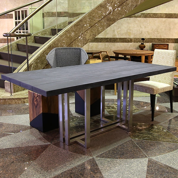 ダイニングテーブル グレー 無垢 幅180 モンキーポッド 4.5cm 高さ72.5