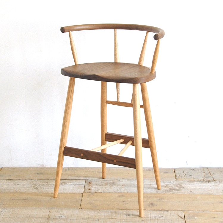 ハイチェア/カウンターチェア ウォールナット+オーク オイル塗装
