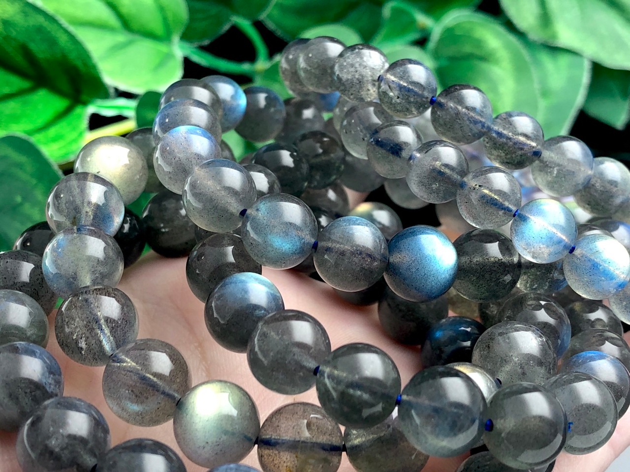 レア！☆美しいレインボーシラーと艶☆天然石ブレスレット/レインボー