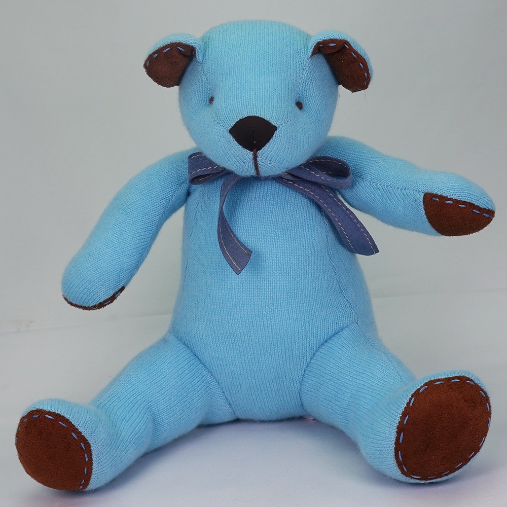 高級カシミヤ製テディベア。NY色ブルーのティファニー・パパベア【30cm