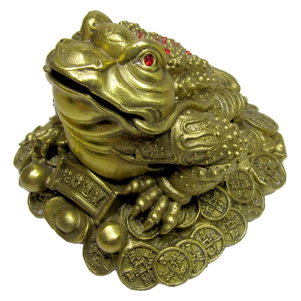 銅製銭蛙中HK-43【送料無料】（沖縄別途700円） ｜三脚,蟾蜍,置物,蛙