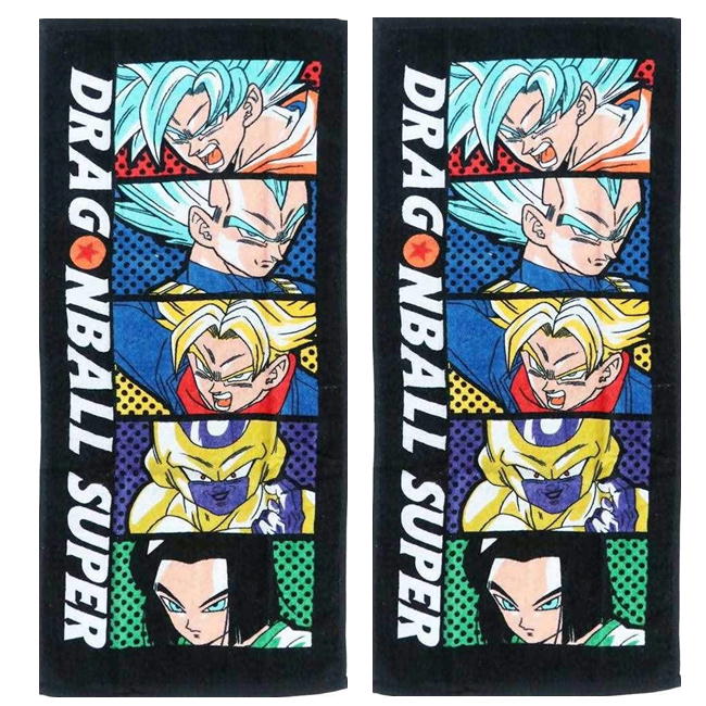 ドラゴンボール超 フェイスタオル 縦分割柄 2枚組 シャーリングタオル