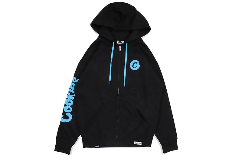COOKIES C-BITE LOGO ZIP HOODIE (BLACK/COOKIES BLUE) CM234HFP06