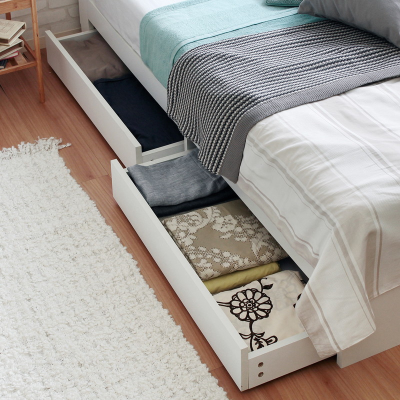 セミシングル】ショートベッド 隠せる収納付き 棚付き/スティナ【Stina