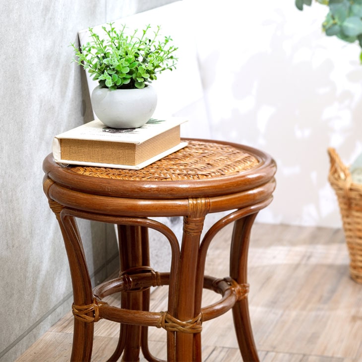 NEW天然籐スツール ブラウン｜ファミリー・ライフ公式通販