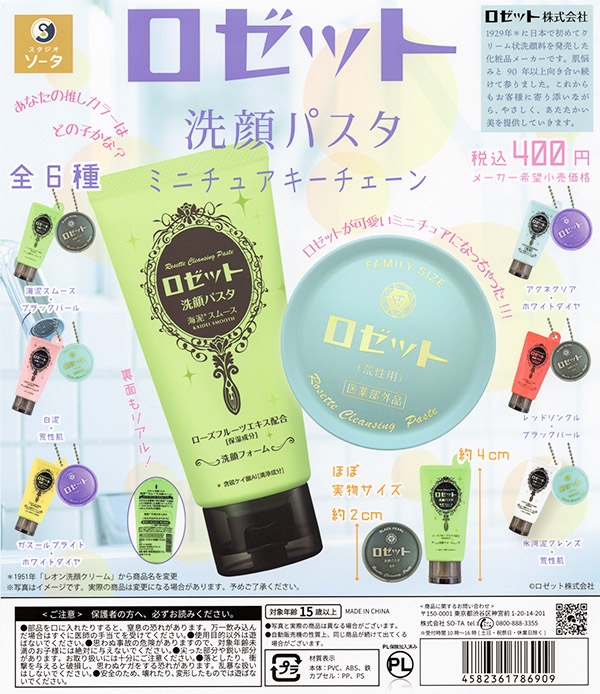 ロゼット洗顔パスタミニチュアキーチェーン 全6種セット（カプセル