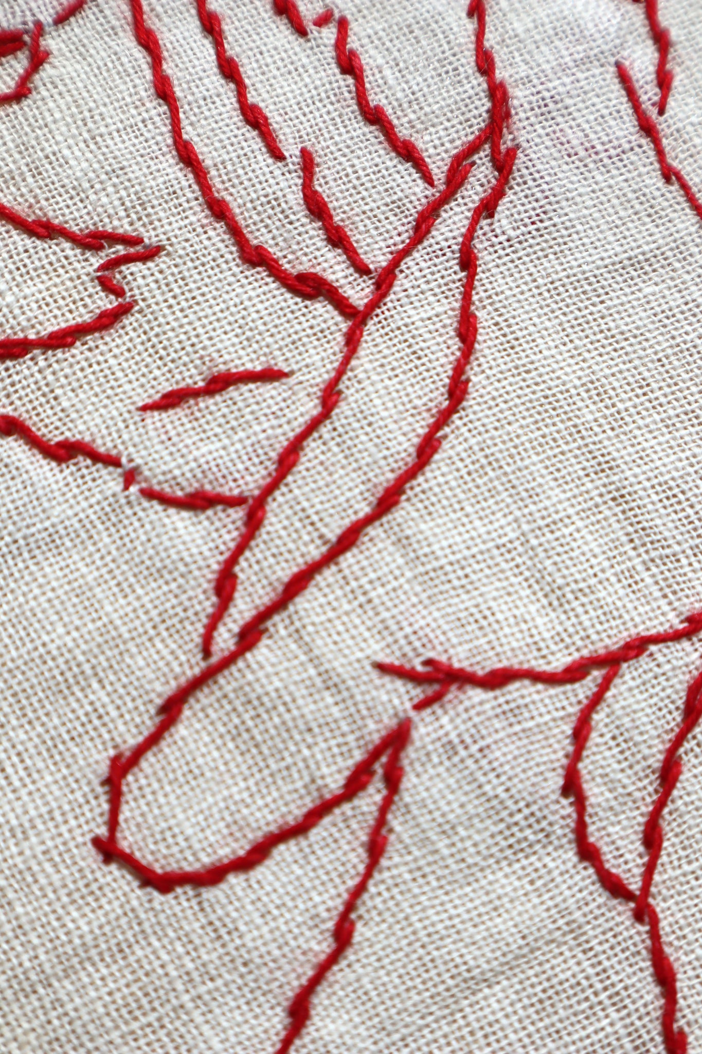 19th Victorian Red Work Layover Sham Good Morning – makky