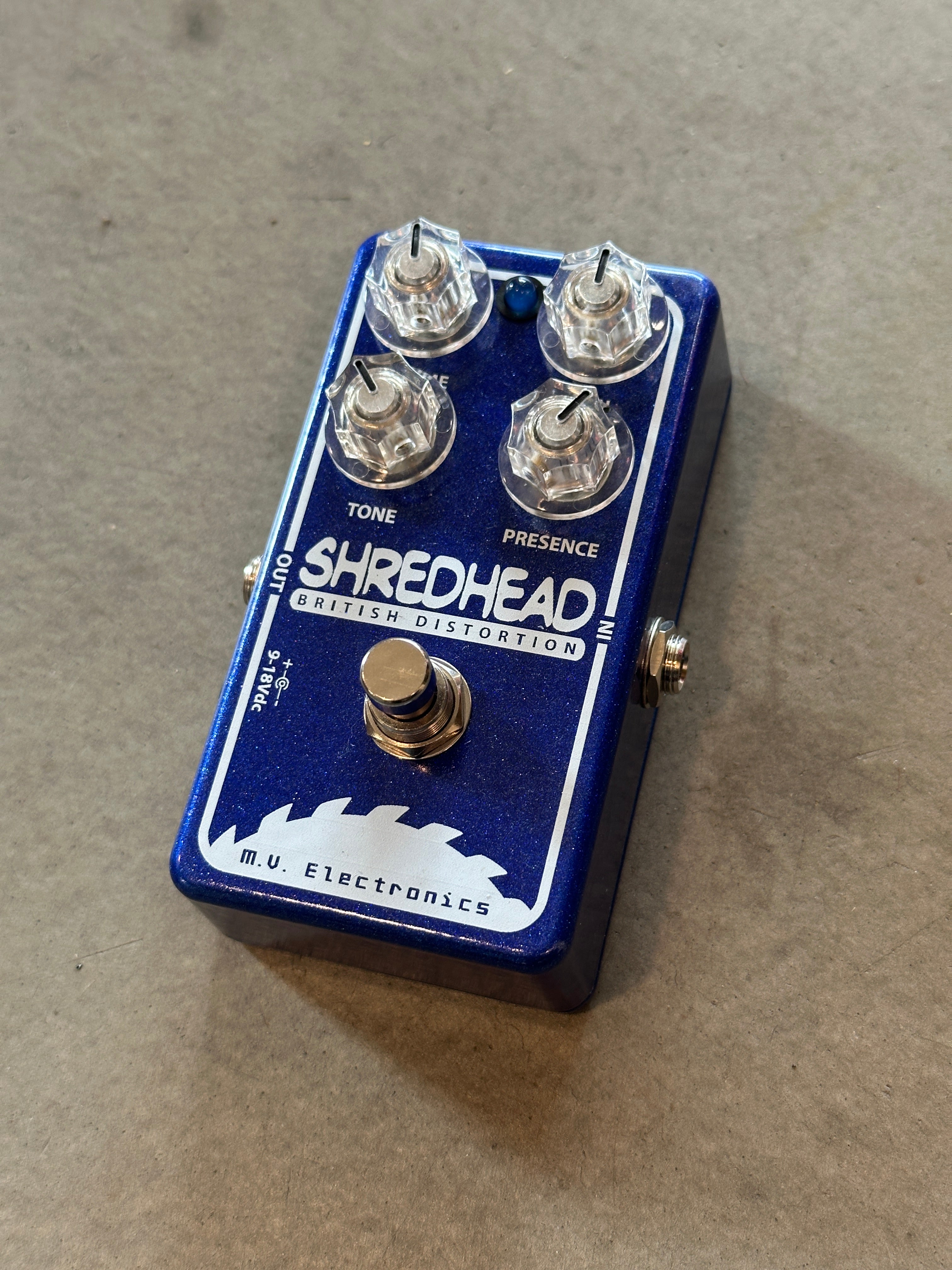 M. V. Electronics Shredhead British Distortion Pedal - Blue