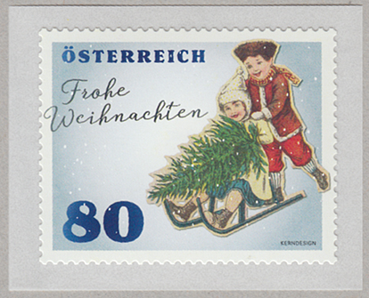 オーストリア 2019年クリスマス「ソリで遊ぶ子供達」 - 趣味の切手専門