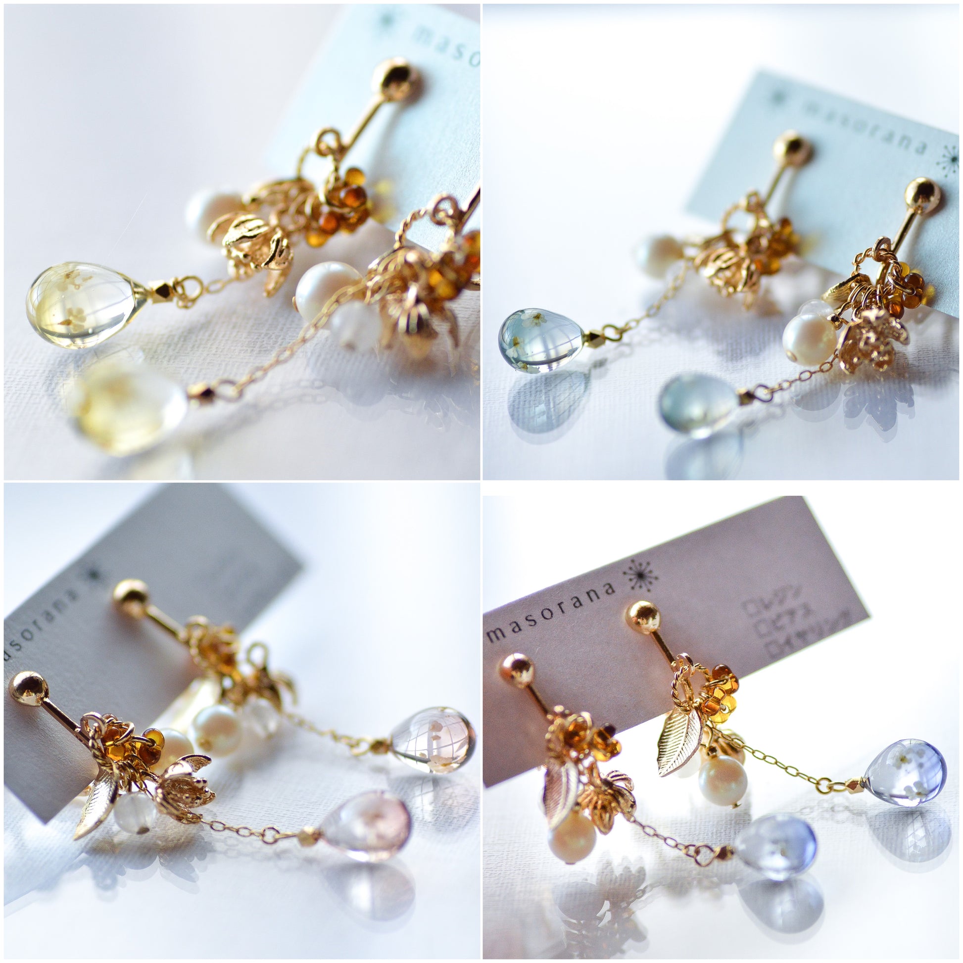 花かざりと空の雫イヤリングorピアス – 宙フェス夜市