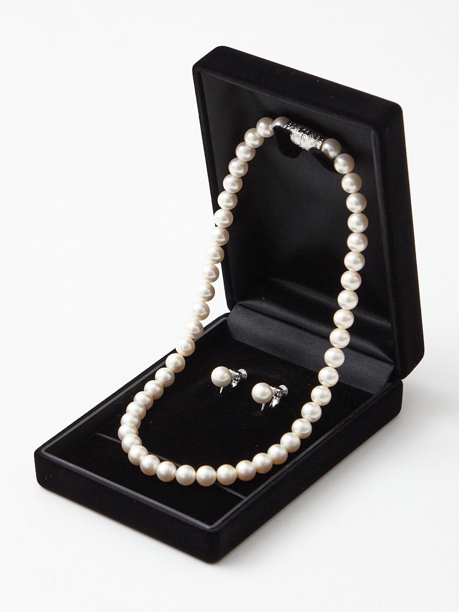 喪服・礼服用】純正国産貝パールネックレスセット(FREE ホワイト