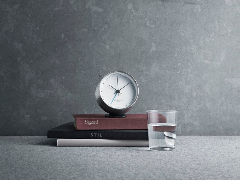 Georg Jensen Henning Koppel alarm clock, stainless steel | Finnish