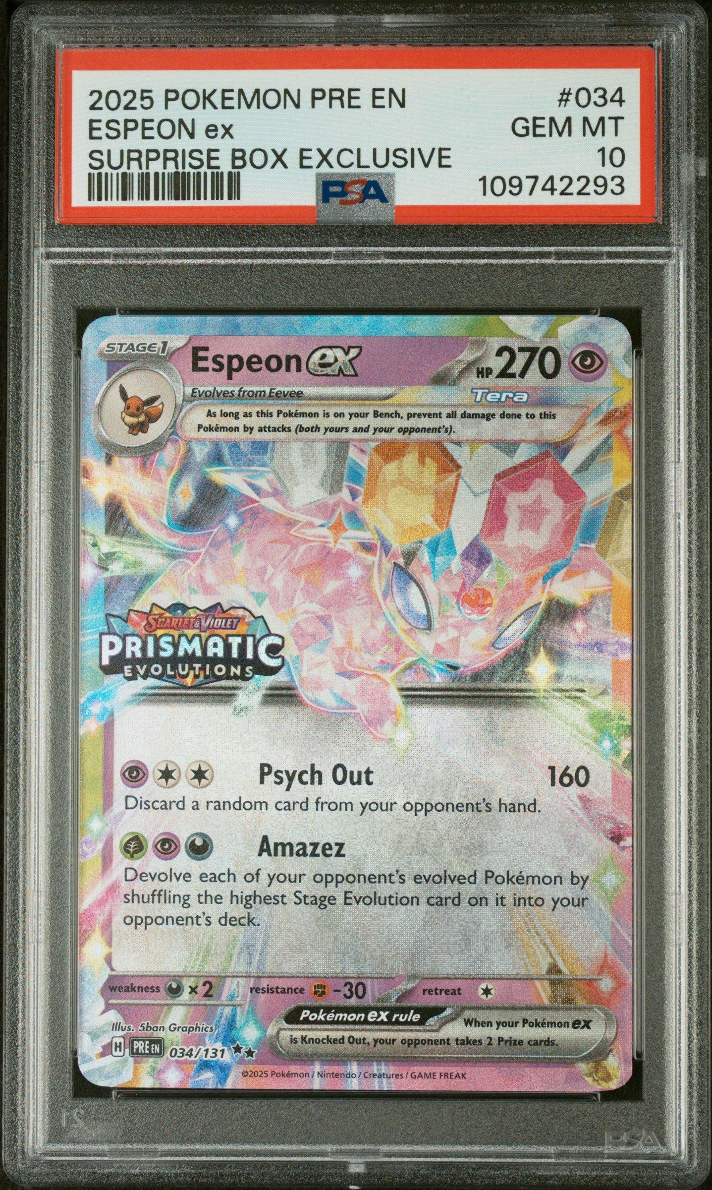 2025 Pokemon Pre En-prismatic Evolutions 034 Espeon Ex Surprise