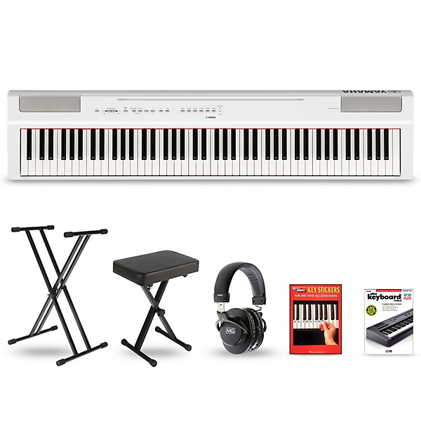 Yamaha P-125A Digital Piano Keyboard Package White Deluxe Package