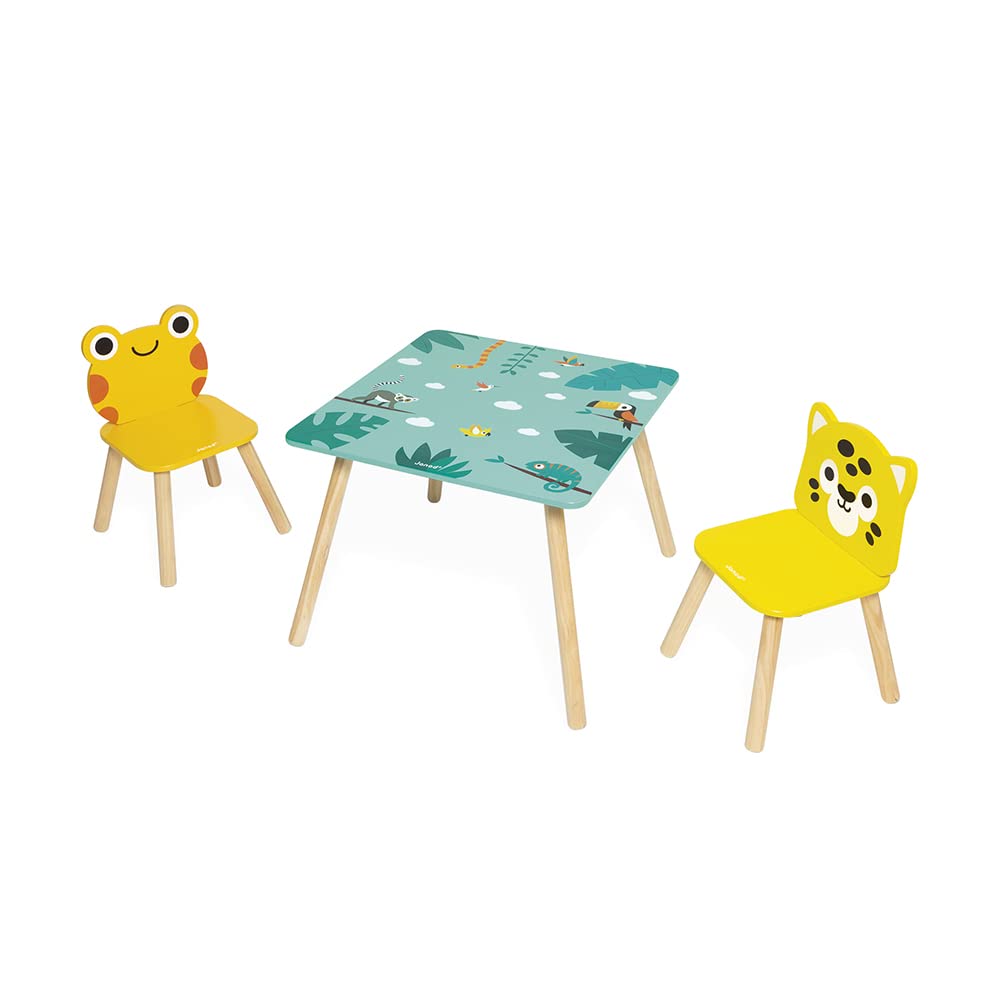 Amazon.com: Janod - Tropik Wooden Table and 2 Chairs - Children's