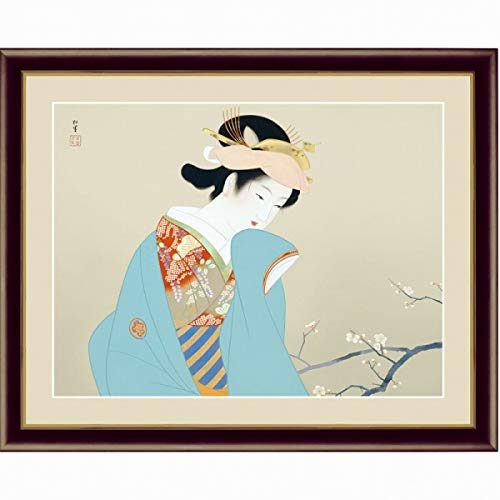 Amazon.co.jp: 上村松園『春芳』高精彩工芸画+手彩 人物画 女性画 美人