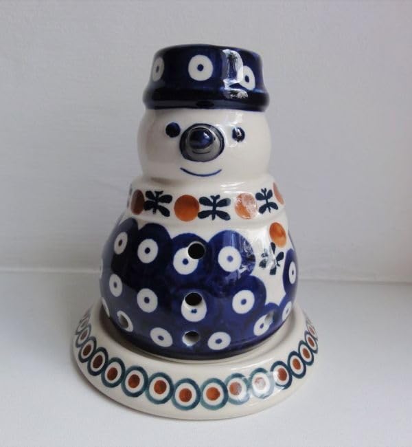 Amazon.co.jp: z747 ポーランド陶器 雪だるま キャンドルホルダー A