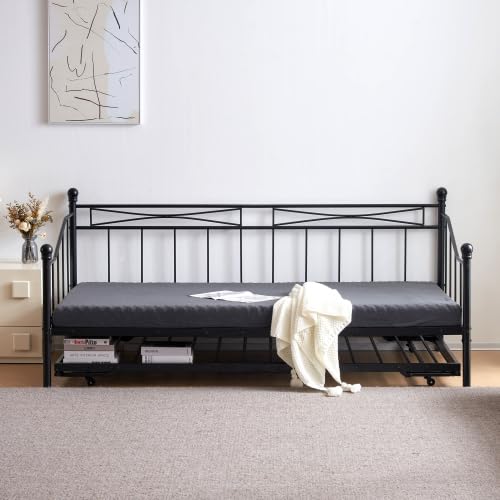 Amazon｜ソファーベッド パイプ ベッドフレーム 伸縮式 2人掛け ベッド