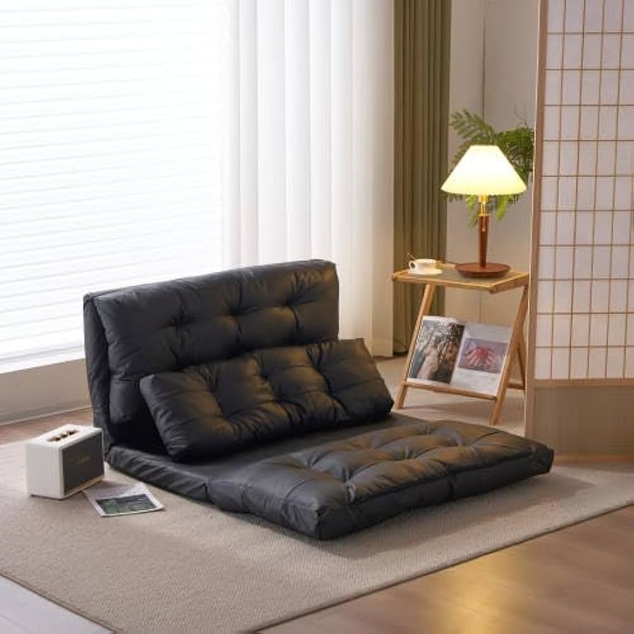 Amazon｜KJUUJE ブラックソファーベッド ソファベッド ローソファー 2